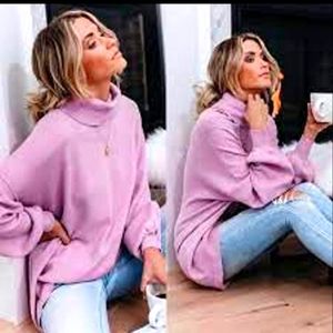 VICI purple cowl neck candy hearts sweater